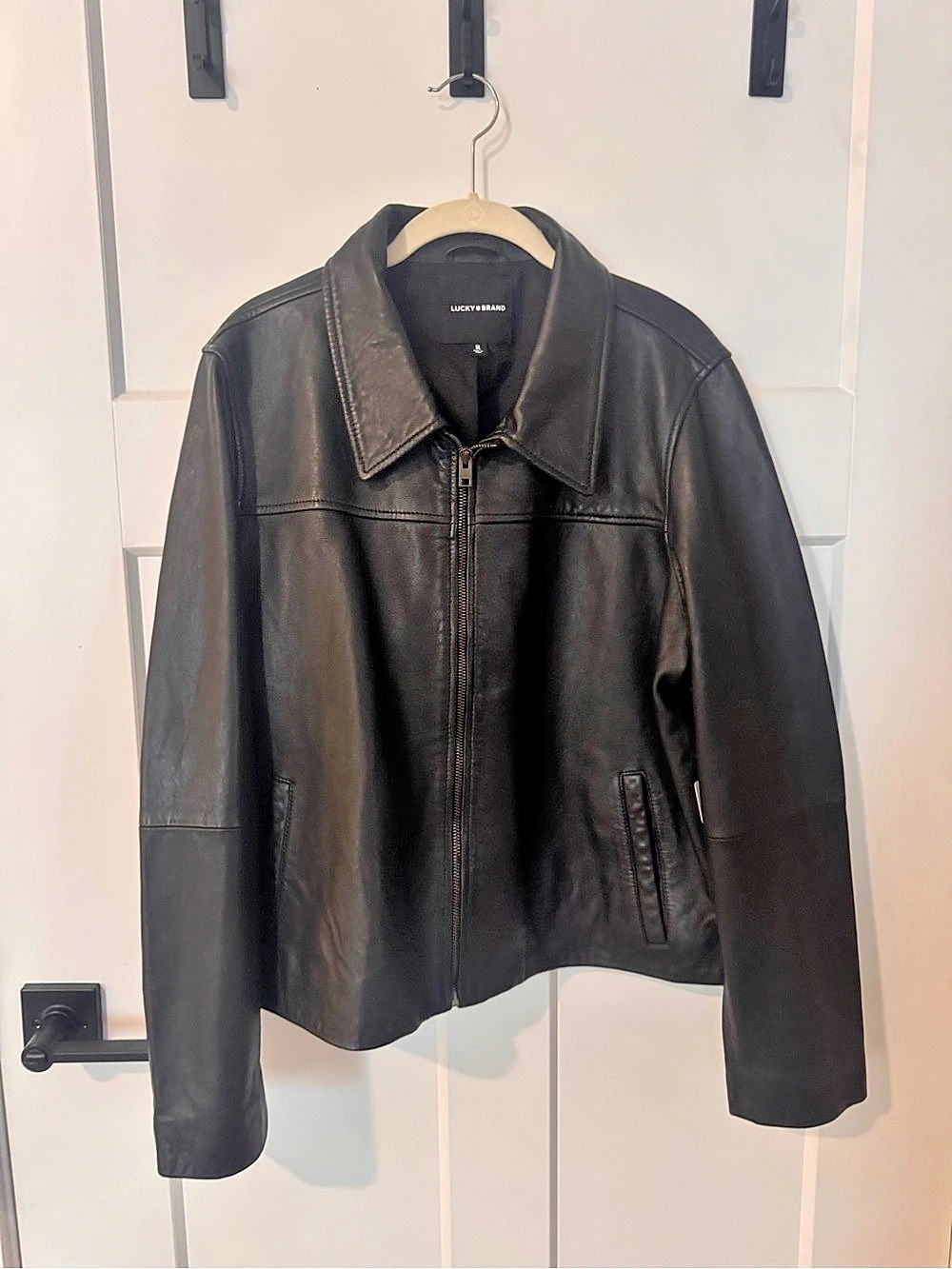 Lucky Brand Women's Zip Up Leather Jacket Leather Zip-Up Jacket Black XL NWT